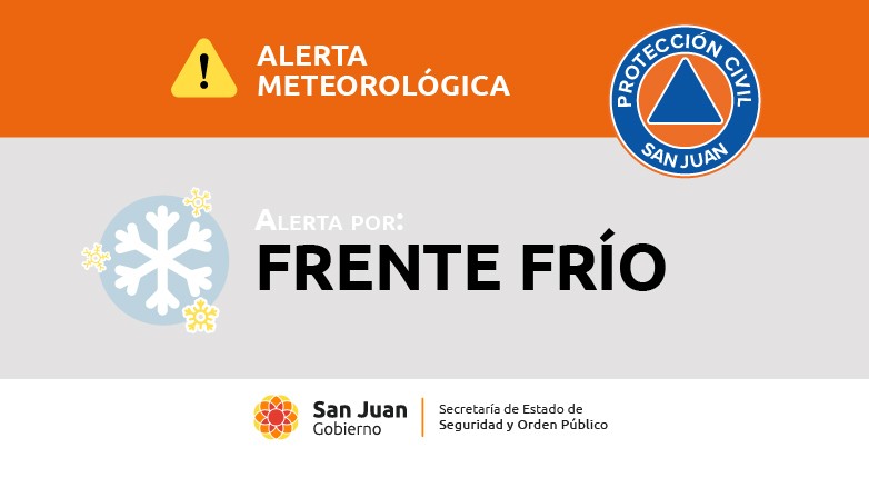 Alerta meteorológica N° 39/25 - Frente Frío
